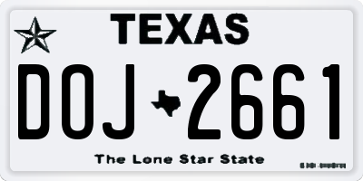 TX license plate DOJ2661