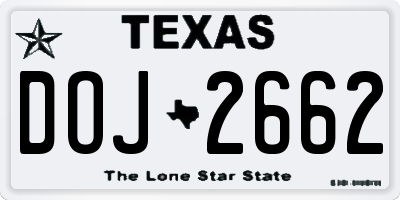 TX license plate DOJ2662
