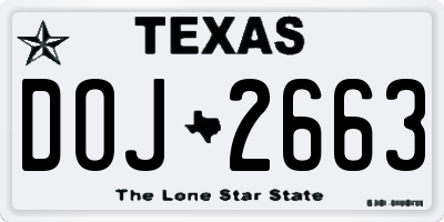 TX license plate DOJ2663