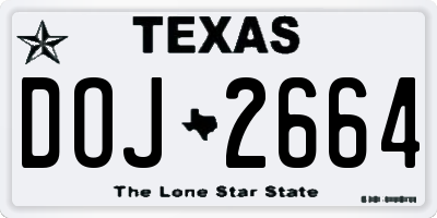 TX license plate DOJ2664