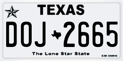 TX license plate DOJ2665