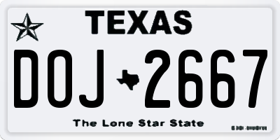 TX license plate DOJ2667