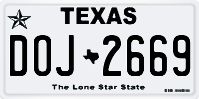 TX license plate DOJ2669