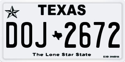 TX license plate DOJ2672