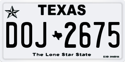 TX license plate DOJ2675