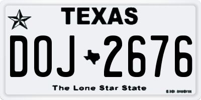 TX license plate DOJ2676