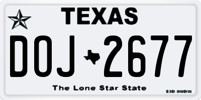 TX license plate DOJ2677