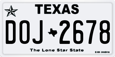 TX license plate DOJ2678