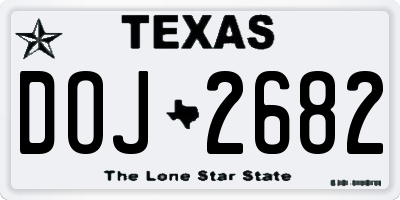 TX license plate DOJ2682