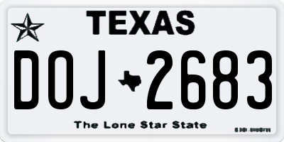 TX license plate DOJ2683
