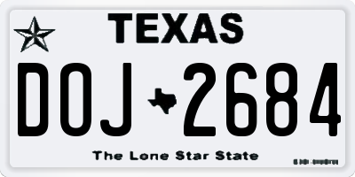 TX license plate DOJ2684