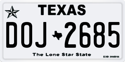 TX license plate DOJ2685