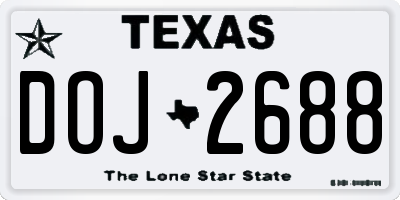 TX license plate DOJ2688