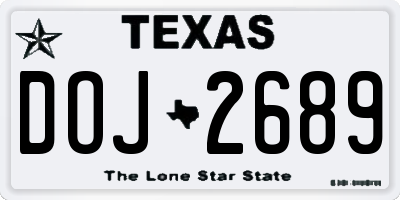 TX license plate DOJ2689