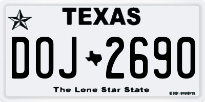 TX license plate DOJ2690