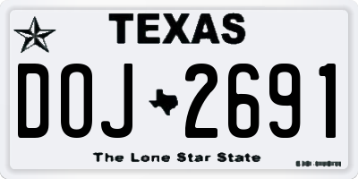 TX license plate DOJ2691