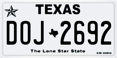TX license plate DOJ2692