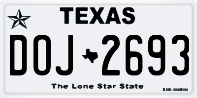 TX license plate DOJ2693