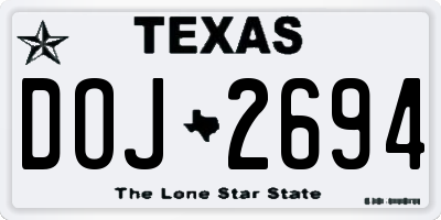 TX license plate DOJ2694