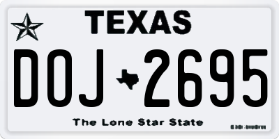 TX license plate DOJ2695