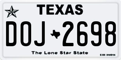 TX license plate DOJ2698