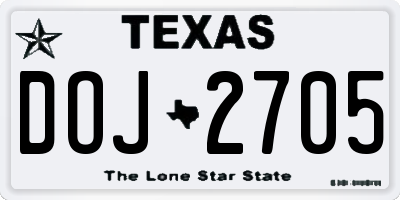 TX license plate DOJ2705