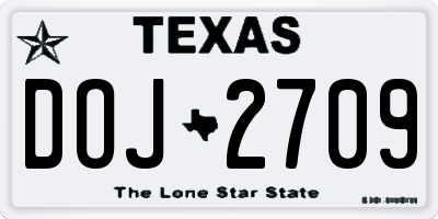 TX license plate DOJ2709