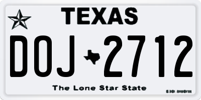 TX license plate DOJ2712