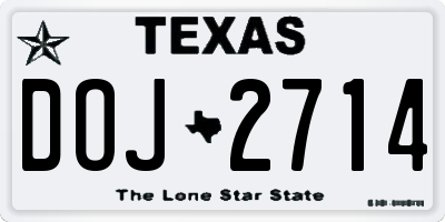 TX license plate DOJ2714