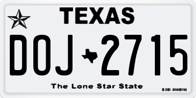 TX license plate DOJ2715