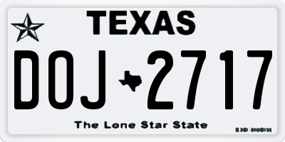 TX license plate DOJ2717