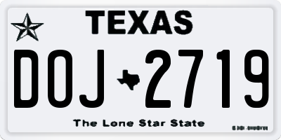 TX license plate DOJ2719