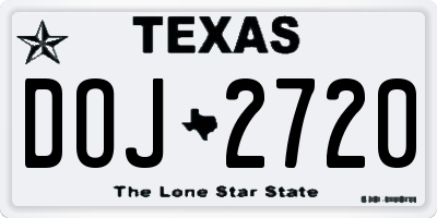 TX license plate DOJ2720