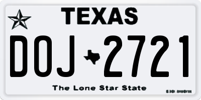 TX license plate DOJ2721