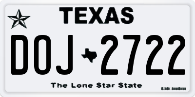 TX license plate DOJ2722