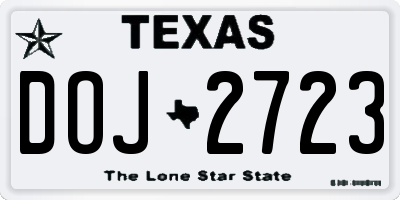 TX license plate DOJ2723