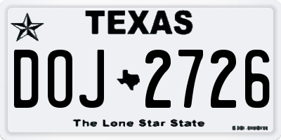 TX license plate DOJ2726
