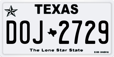 TX license plate DOJ2729