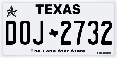 TX license plate DOJ2732