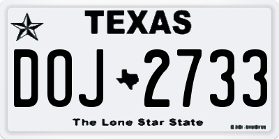 TX license plate DOJ2733