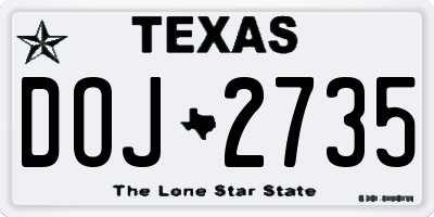 TX license plate DOJ2735
