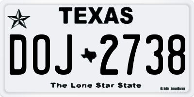 TX license plate DOJ2738