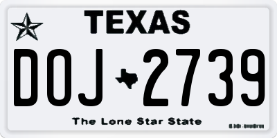 TX license plate DOJ2739