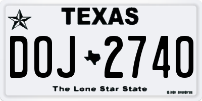TX license plate DOJ2740