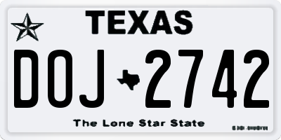 TX license plate DOJ2742