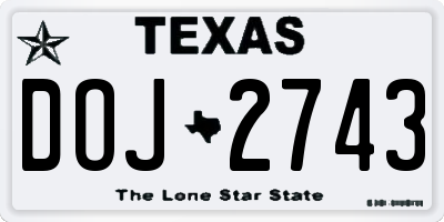 TX license plate DOJ2743
