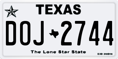 TX license plate DOJ2744