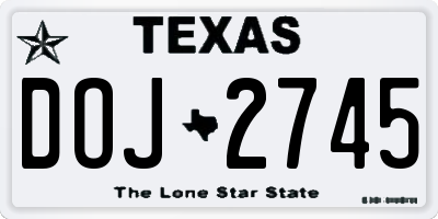 TX license plate DOJ2745