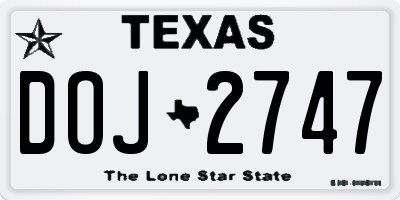 TX license plate DOJ2747