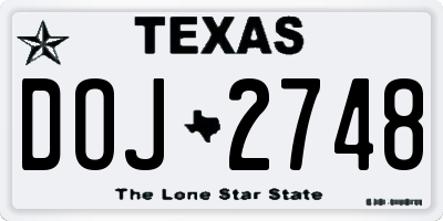 TX license plate DOJ2748